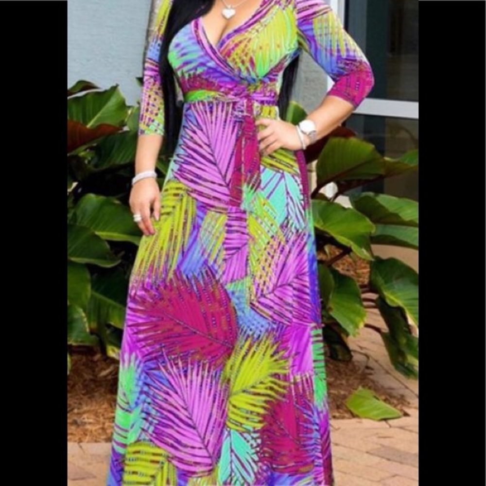 Pink maxi multicolor dress